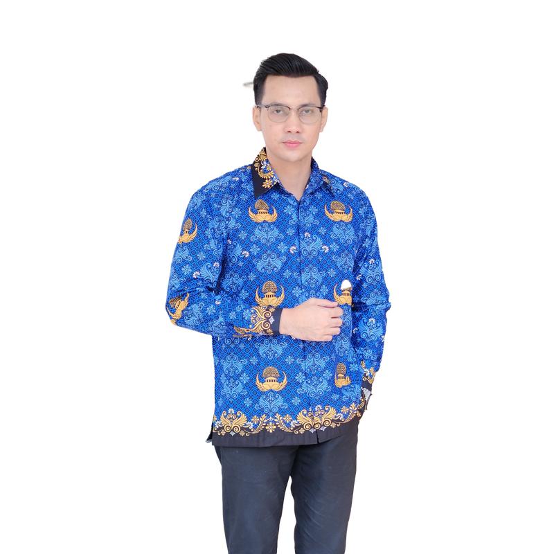 Kemeja Panjang  korpri Terbaru Krah Hitam lapis furing full pria Dan wanita blouse korpri warna biru Kantor Putih Atasan Baju Pasangan Kerja Kancing Katun Casual 4