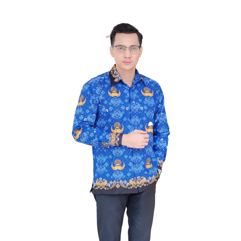 Kemeja Panjang  korpri Terbaru Krah Hitam lapis furing full pria Dan wanita blouse korpri warna biru Kantor Putih Atasan Baju Pasangan Kerja Kancing Katun Casual 4