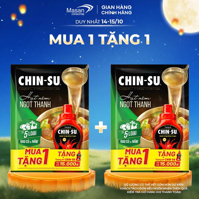 Hạt nêm CHIN-SU ngọt thanh từ 5 loại rau củ MB - Gói x 400gr (Khuyến Mãi 1 chai tương ớt CHIN-SU MB 250gr)