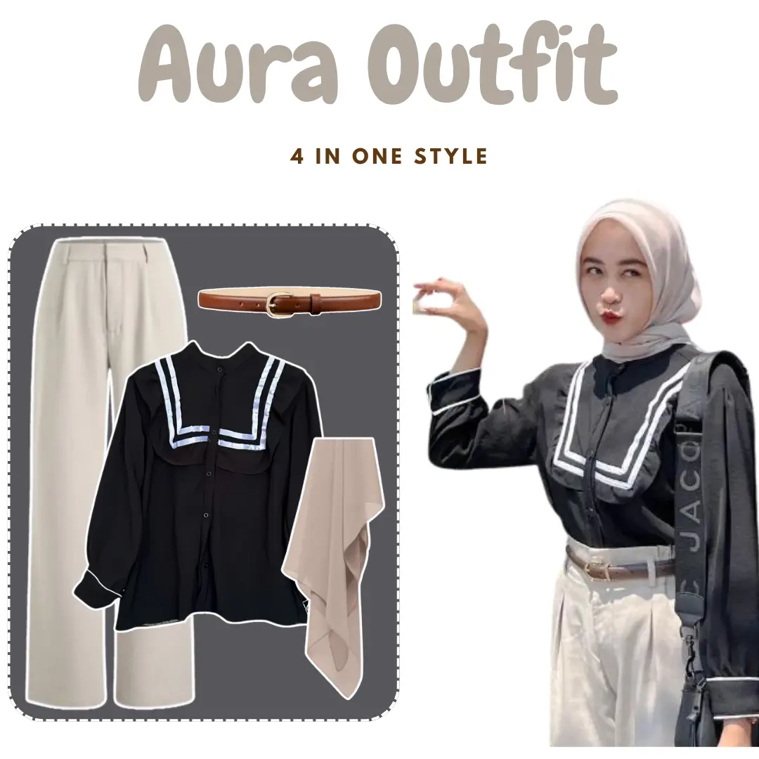 Set OOTD Oneset Outfit Healing - Blouse Nonny Hitam, Hijab Bella Square, Celana Jennie Knit Premium BS159 - Wanita Cantik