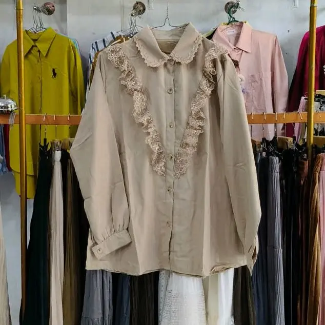 Safriani lhokseumawe Atasan koderay kakya wanita kekinian quality premium lengan panjang katun  Kerah Muslim Formal Oversize Nyaman Dewasa 3