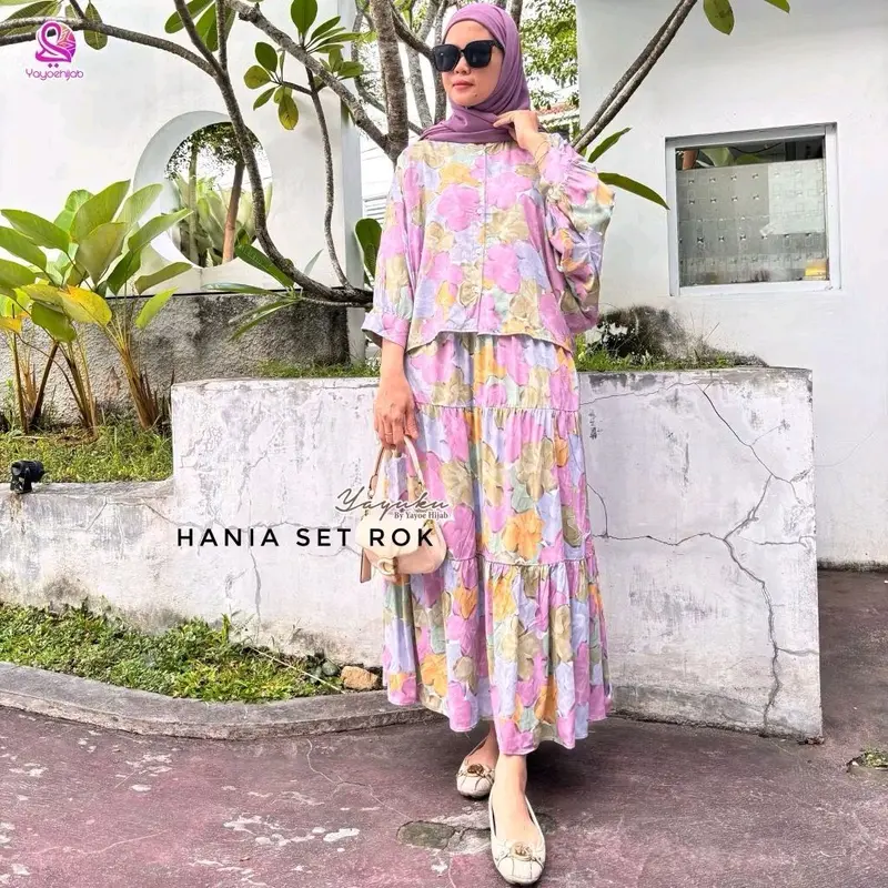 Hania Set Rok - Baju/Atasan Rayon Viscose Karakteristik Tipis dan Nyaman - Dress, Muslim 6