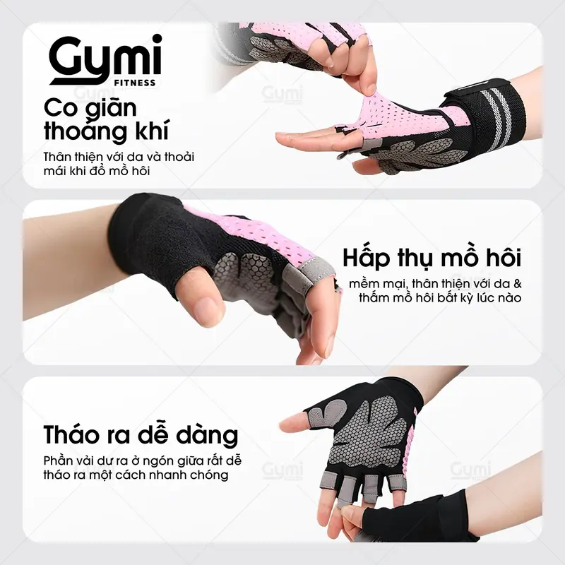 Găng Tay A-113 | Găng Tay Nam Nữ Tập Gym, Tập Thể Thao - Bao Tay  Chống Trơn Trượt 6