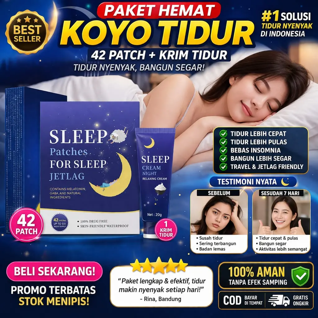 Anti Insomnia 42PC Koyo Sleep Patch + KRIM TIDUR-Bantu Tidur Ampuh untuk Insomnia Kecemasan Depresi