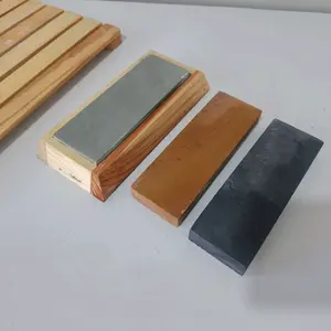 Batu Asah Asli Alam 1 set 3 Pcs  15x5x2cm#6000#4000#1000 Free Holder Kayu Original Loenstone Knife