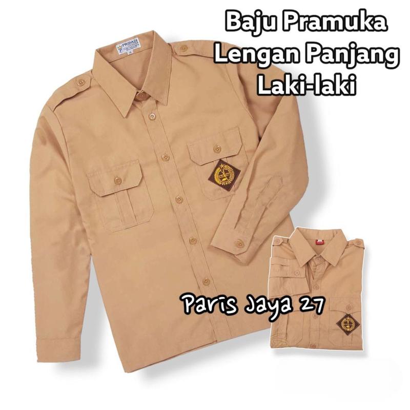 Seragam Sekolah Baju Pramuka Penggalang Lengan Panjang Anak Laki laki SD/MI Kelas 1-6 / Kemeja Pramuka Lengan Panjang Saku Atas Sekolah SD Laki / Perempuan Bordir Fashion 4