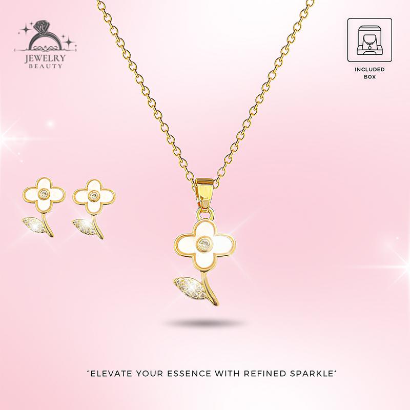 Set Perhiasan Glamour - Anting Dan Kalung Desain Flower Hadiah Yang ...