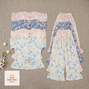 Candypink One Set Gempita setelan Bahan Rayon Valencia Premium Untuk Anak Perempuan usia 1-10th Fashion Yang Cocok Untuk Anak Cewek Yang Aktif Bisa Untuk Santai Ataupun Berpergian