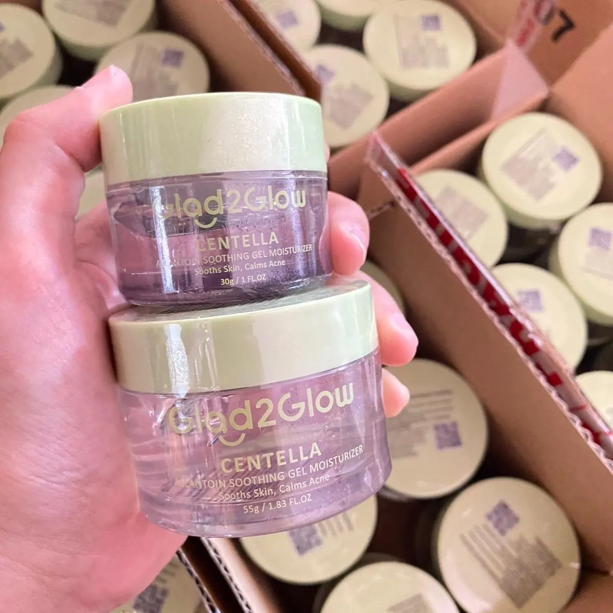 Glad2Glow Centella Soothing Moisturizer Gel Cica Pelembab Wajah 55g Oil-Control Hydrating Moisturizer Jerawat Control Cream Day & Night Cream Skincare Memperbaiki Skin Barrier dan Primer Menghidrasi Kulit Wajah