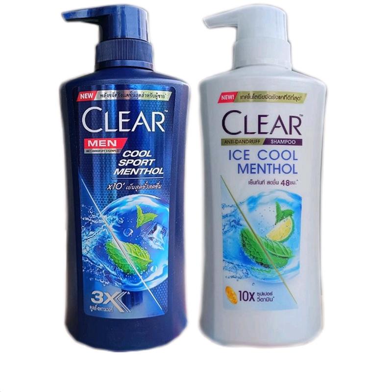 Dầu gội Clear Thái Lan 2 chai Men 390ml và Bạc Hà 370ml Chống Gàu Mẫu Mới - Dưỡng Tóc