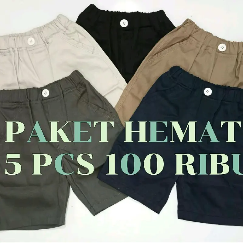 PAKET HEMAT CELANA PENDEK ANAK 100 RIBU DAPAT 5 POTONG DAN 5 WARNA Katun Fashion 0