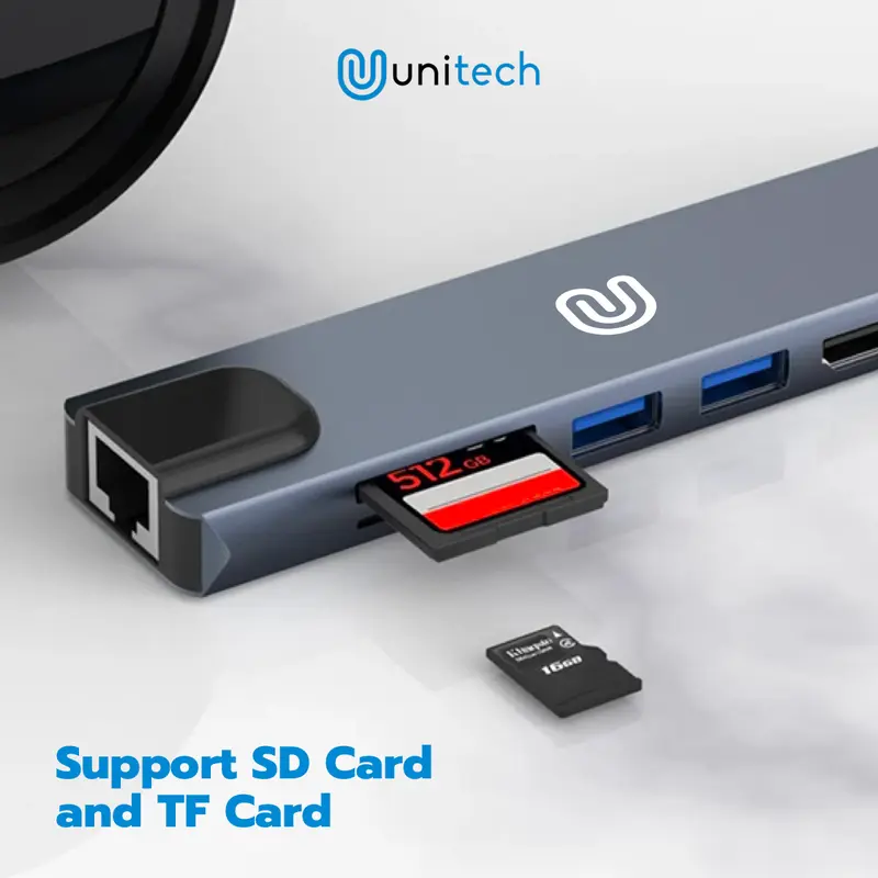 USB Converter Type C HUB 3.0 4K HDMI + LAN  | 8 in 1 - UltraLink Pro | Unitech 5