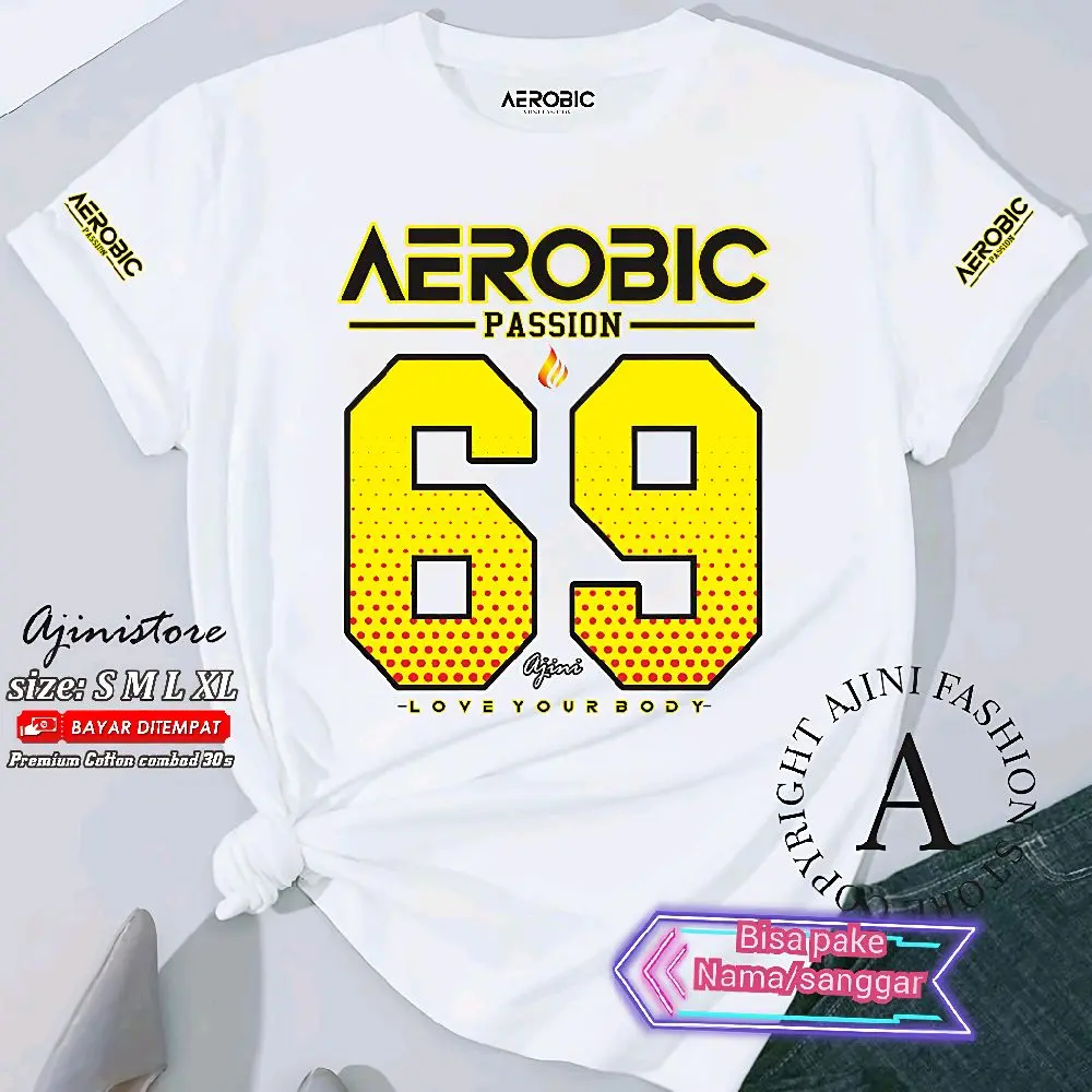 kaos senam atasan olahraga wanita baju senam aerobic zumba cotton combad 30s (aerobic passion) ajinistore Sport kaos zumba import