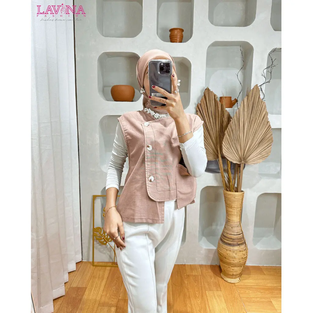 Lavina VOP256 | Novira Outer Vest Katun Premium Kancing Depan dengan Saku
