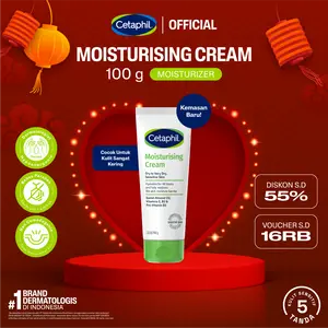 Cetaphil Moisturizing Cream 100g dengan Sunflower Oil, Vitamin E dan Almond Oil Pelembap Wajah & Kulit untuk Kulit Sangat Kering dan Sensitif