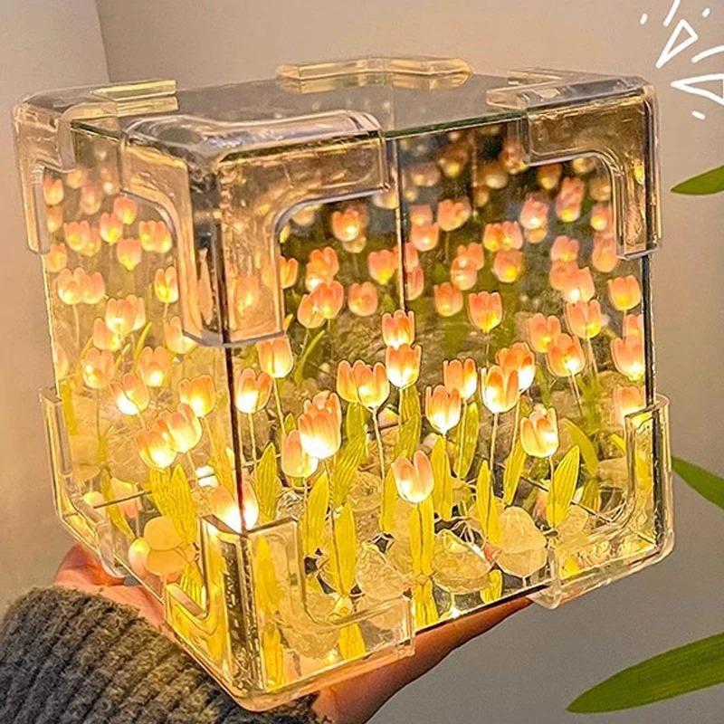  Gương biển hoa tulip 3D Rubik's Cube đèn ngủ thủ công DIY vật liệu đóng gói thành phẩm để tặng bạn gái làm quà sinh nhật hộp  đèn  ngủ  hoa  tulip hộp  hoa  tulip  đèn đèn  trung  thu  tuyên  quang mây Đèn Ngủ Biển 
