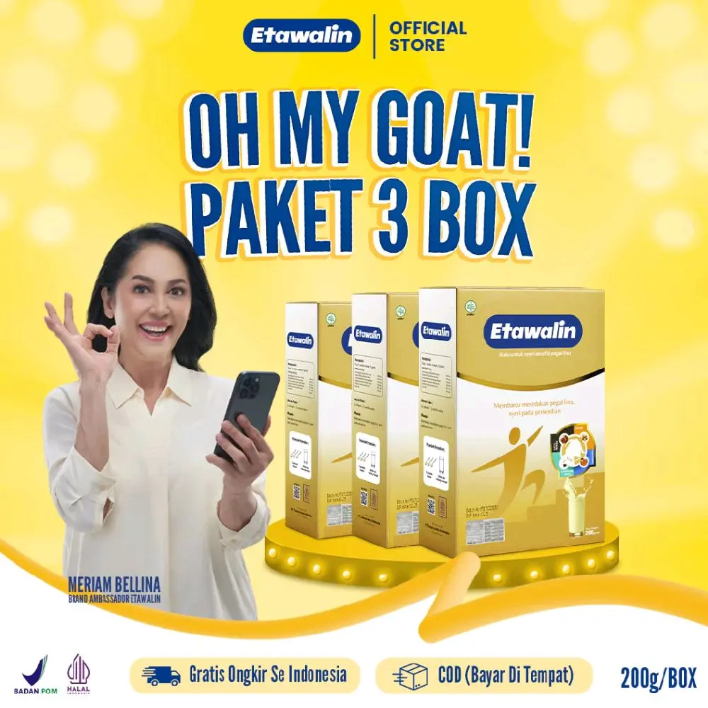 Susu Kambing Etawalin Asli Original Atasi Nyeri Sendi dan Tulang - 3 Box - Dairy, Milk Bubuk