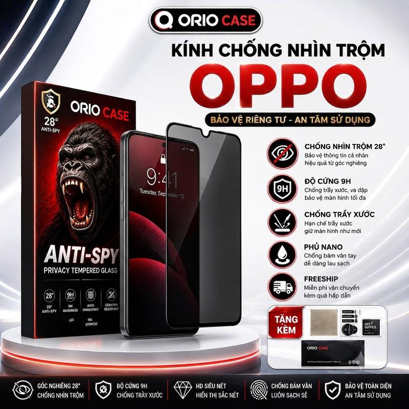 Kính cường lực chống nhìn trộm dành cho oppo a52 a53 a53s a54 a55 a57 a58 a5