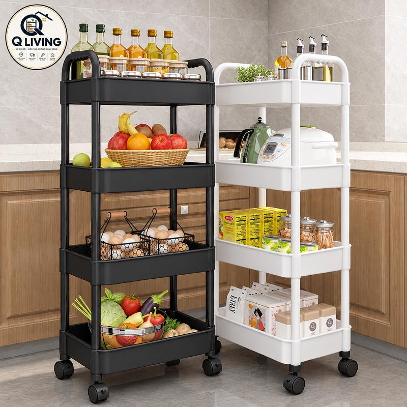 LIVE Kệ đựng đồ xe đẩy nhiều tầng Kệ Đựng Đồ Đa Năng Có Bánh Xe Đẩy Chuyên Dụng Chất Liệu Nhựa Cao Cấp