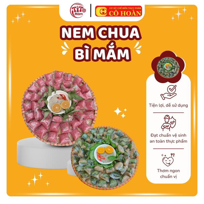 Nem Chua Bì Mắm Cô Hoàn Loại Ngon Đặc Biệt Chuẩn Vị Nem Chua Lai Vung 1 Hộp 10 chiếc - Ngày Ăn Được Tham Khảo Trên Bao Bì Sản Phẩm