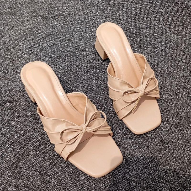 Tahu Sandal Akyra Mules Heels 5cm Wanita dengan Motif Pita Slop - Karet, Sneakers, Shoes Pesta Hak 4