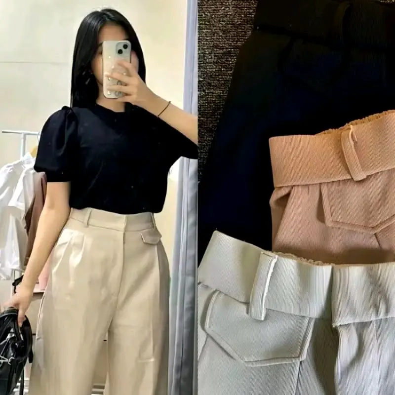 ORO PANTS - Celana Kerja Wanita Highwaist Anti Kusut - Loose Pants Trousers Kulot Wanita Panjang Kantor Nyaman