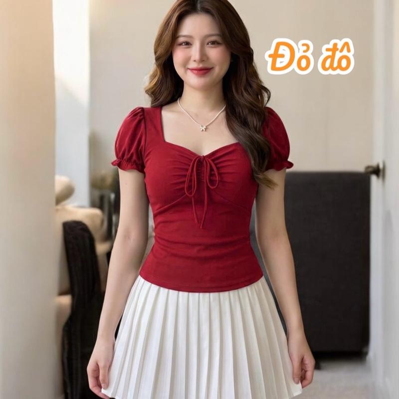 Áo Phối Nơ - Chất Borip Cotton - Dày dặn mềm mịn co dãn 4 chiều