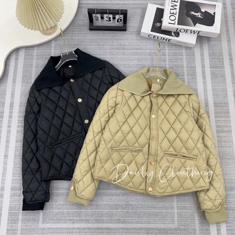 ÁO PHAO TRẦN TRÁM cổ len bẻ - cúc đồng - túi ngang - free size dưới 57kg ( trên 57kg ib chiều cao shop tư vấn )