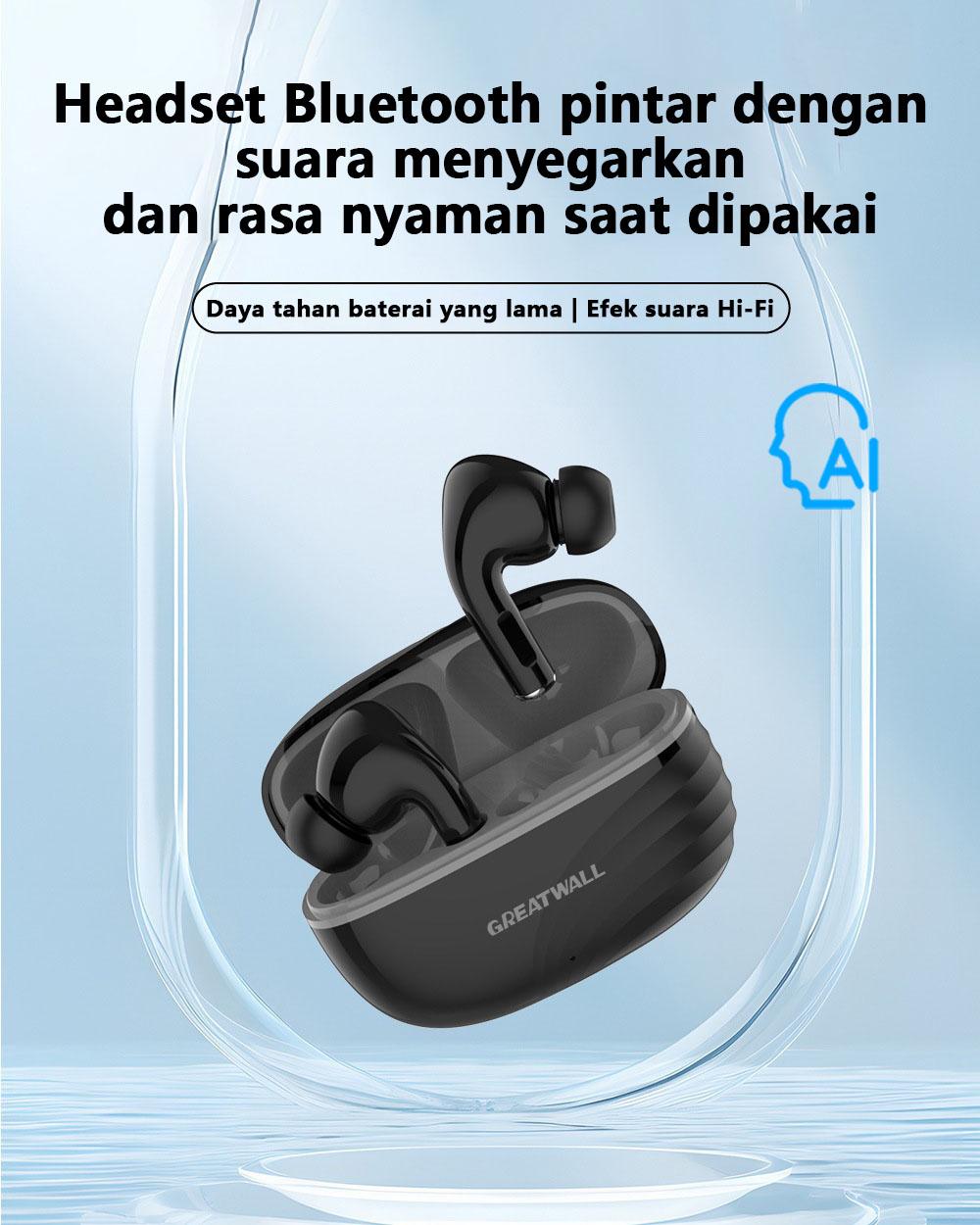 AI Wireless Tws Smart Touch Control Headphone Nirkabel Bluetooth 5.2 Earphone Sport Earbud Headset Musik untuk Semua Ponsel Pintar