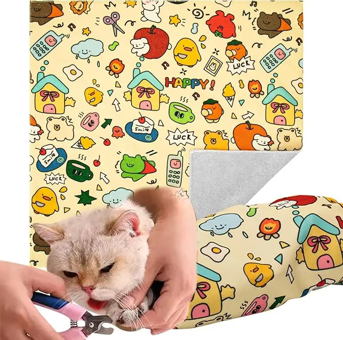 Cat Grooming Wrap: Self-Adherent, Anti-Bite, Anti-Scratch, Anti-Escape Calming Wrap for Medicine, Nail Clipping- Multifunctional Pet Tool