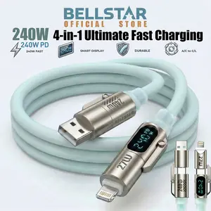 BELLSTAR Kabel Data Type C 240W Fast Charging 4 IN 1 MFI USB + Type C TO Lighting + Type C For For MacBook iPhone 15 Sansung infinix xiaomi redmi