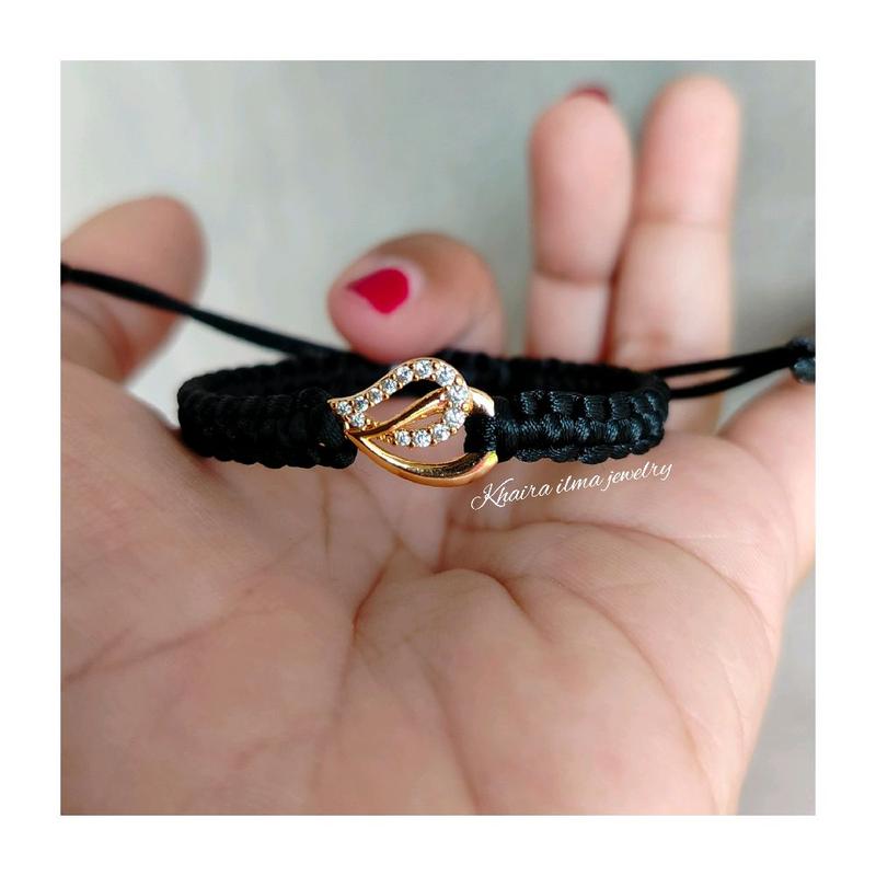 Gelang Tali Kepang Awet di pakai harian.gelang tali warna hitam Bracelets 0