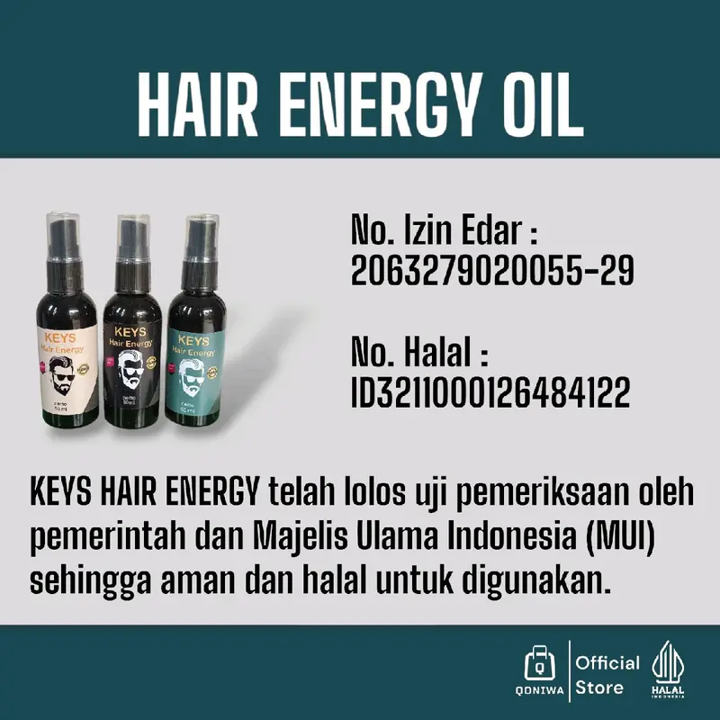 Minyak Rambut Keys Hair Energy / Styling Parfum dan Perawatan Rambut Extract Zaitun, Olive Oil dan Minyak Kemiri 2