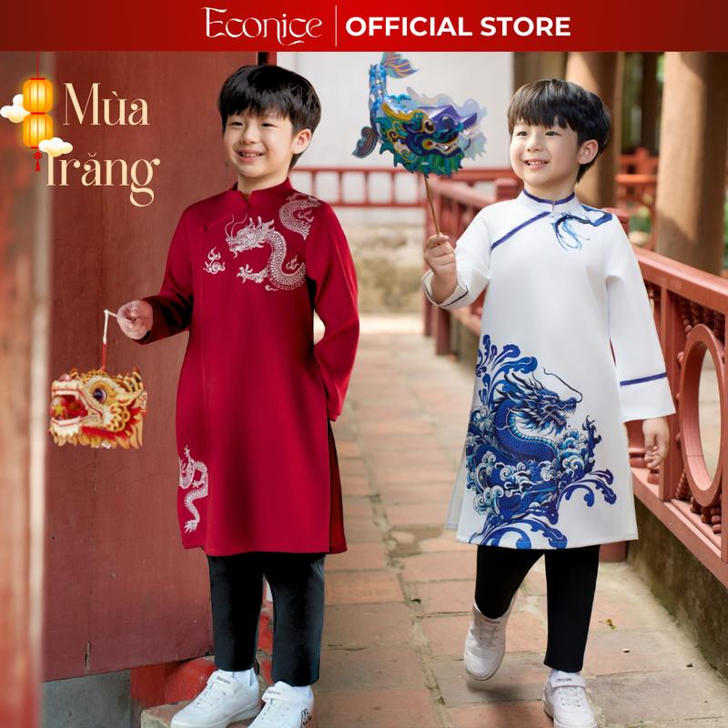  Áo dài tết cách tân cho bé trai bé gái Econice 2025 mặc Tết trung thu. Size trẻ em 4 5 6 7 8 9 10 11 12 tuổi 