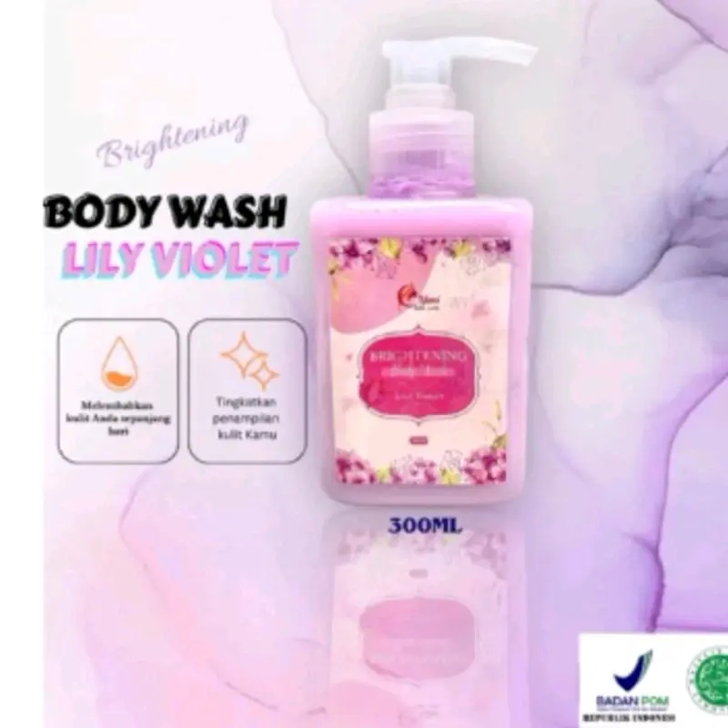 BODY WASH BRIGHTENING LILY VIOLET BY YONI SKINCARE | AMPUH MENCERAHKAN KULIT| MEMBERSIHKAN| AMAN BPOM | Melembutkan 1
