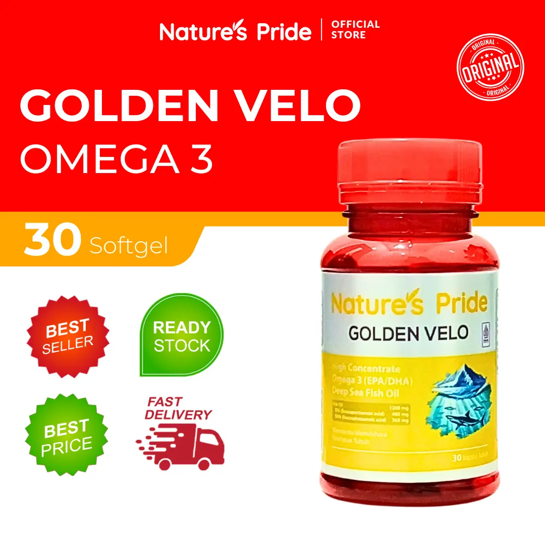 NATURE'S PRIDE GOLDEN VELO OMEGA 3 ALAMI ISI 30 & 100 KAPSUL LUNAK