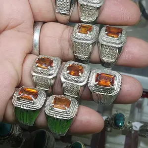 cincin batu permata garnet kotak cutting / octagon Rings