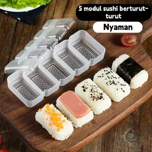 【Cetakan sushi】 5 Roll Cetakan Sushi Bento Onigiri Bentuk Segitiga Persegi Non Stick Gaya Jepang Cetakan Nasi Bento Sushi Onigiri Anti Kitchenware