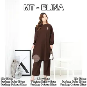 MT - Elina One Set Tunik Variasi Bordir Kekinian Celana Kulot