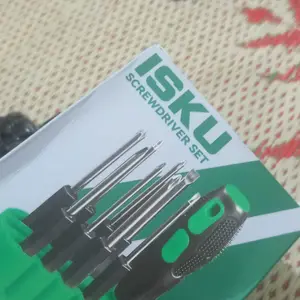ISKU Obeng Set 10 in 1 Baja Karbon Anti-Slip Perkakas Tangan Multifungsi untuk Rumah Tangga & Elektronik dengan Mata Obeng Magnetik dan Gagang Ergonomis