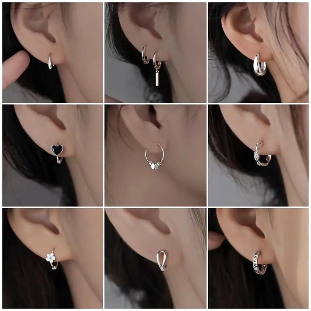 925 Silver Summer Circle Ear Clip Korean New Simple Fashion High Sense Earring Accessories Gift