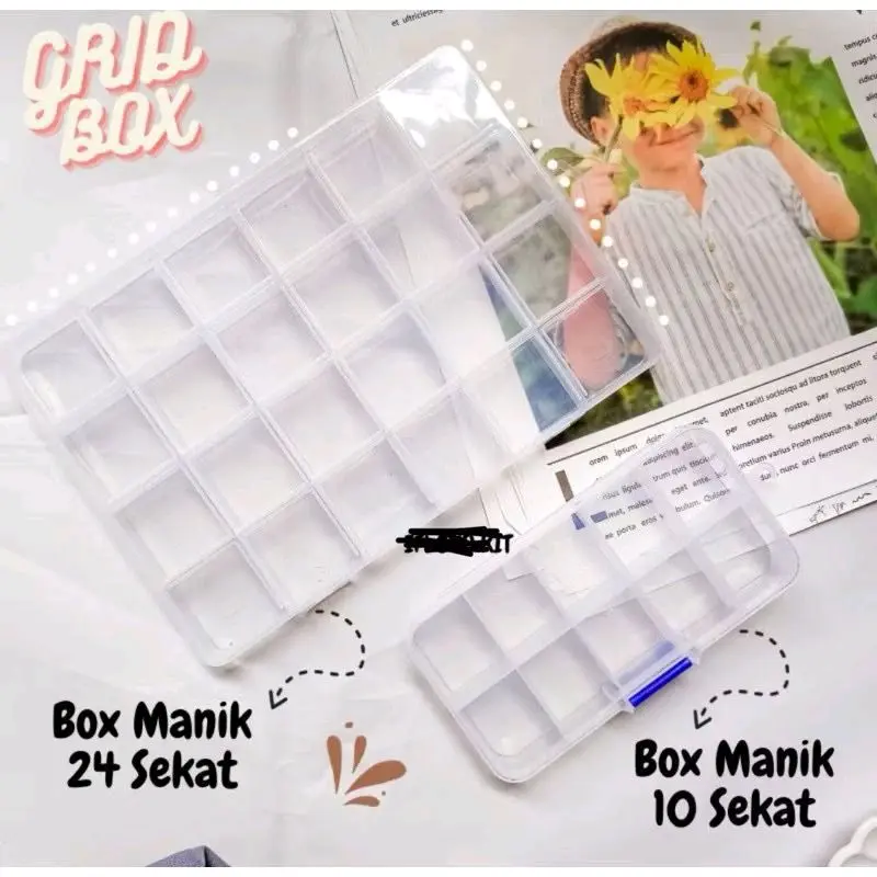 Kotak Penyimpan Manik Manik Box Sekat 24 / Sekat 10 / Sekat 15 Kotak Sekat Permanem Kualitas Super Bisa Bayar Ditempat Edukasi Anak Anak 0