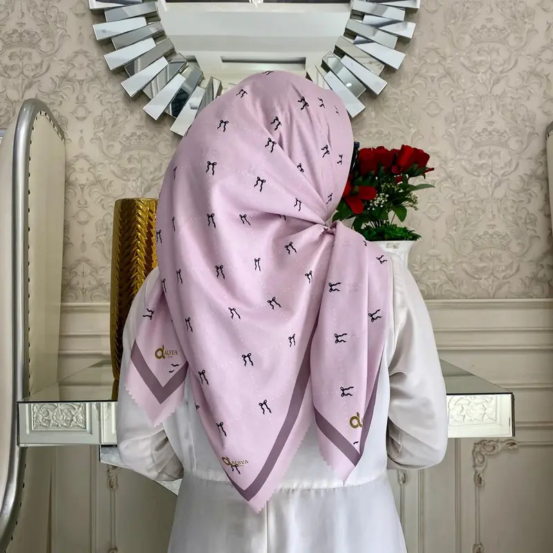 ALSYA Hijab Kerudung Voal Segi Empat Premium / jilbab Motip Lasercut Sublime Pita Series 8