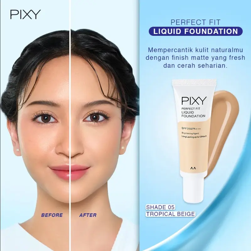 Pixy Perfect Fit Liquid Foundation SPF35 PA++ Gratis Pixy UV Whitening Two Way Cake Refill Wajah 3