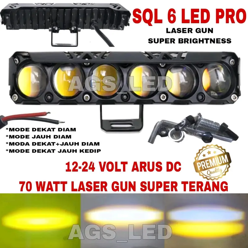LAMPU SOROT SQL 6 LED PRO SUPER TERANG LASER LED CAHAYA KUNING PUTIH/LAMPU SOROT MOTOR DAN MOBIL SQL 6 LED PRO 3