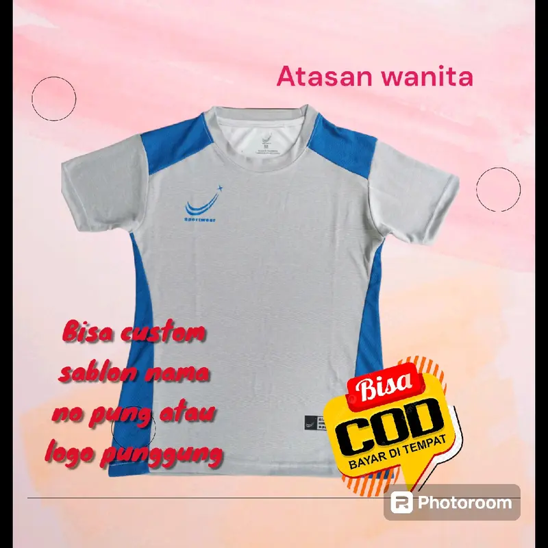 COD atasan cewe jersey cewe kaos olahraga wanita atasan saja bisa custom sablon ukuran dewasa Sport 4