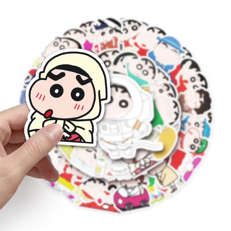 Hình dán Shin Chan hoạt hình Vui Nhộn 10 / 52 miếng, Không thấm nước, Thích hợp cho máy tính xách tay, điện thoại và mũ bảo hiểm, Hình dán sáng tạo, cho trẻ em tự làm 5