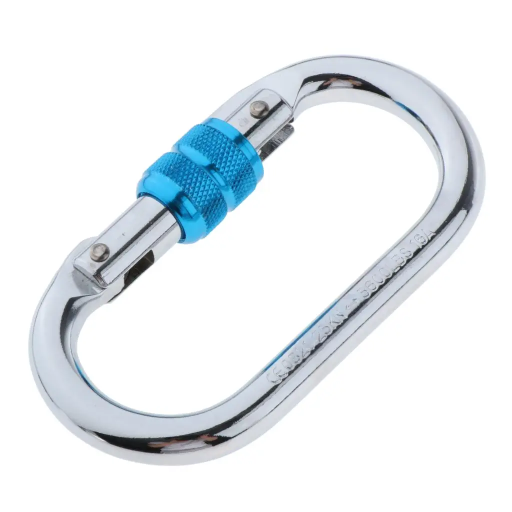 Móc khóa chữ D, 25KN, Khóa vít sắt, Thích hợp cho Leo Núi, Móc chữ O