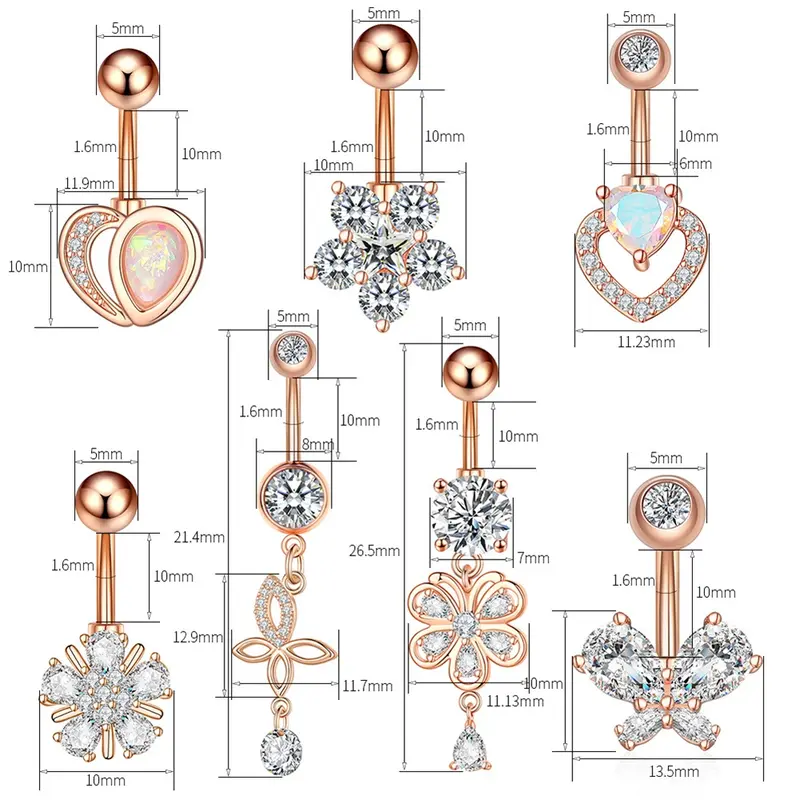 1 Chiếc Xỏ Khuyên Thanh Lịch Và Đáng Yêu Cho Nữ, Vòng Nút Bụng, Mặt Dây Chuyền, Mô Phỏng Zircon, Phụ Kiện Thời Trang 4