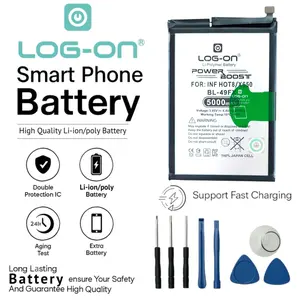 Baterai Log on BL-49FX Untuk Infinix Hot 8 / Hot 9  / Hot 20i  / Note 7 Lite / Smart 6 / Smart 6 Plus BL49FX Power Boost 5000mAh Original 1 Tahun Garansi Battery Batre